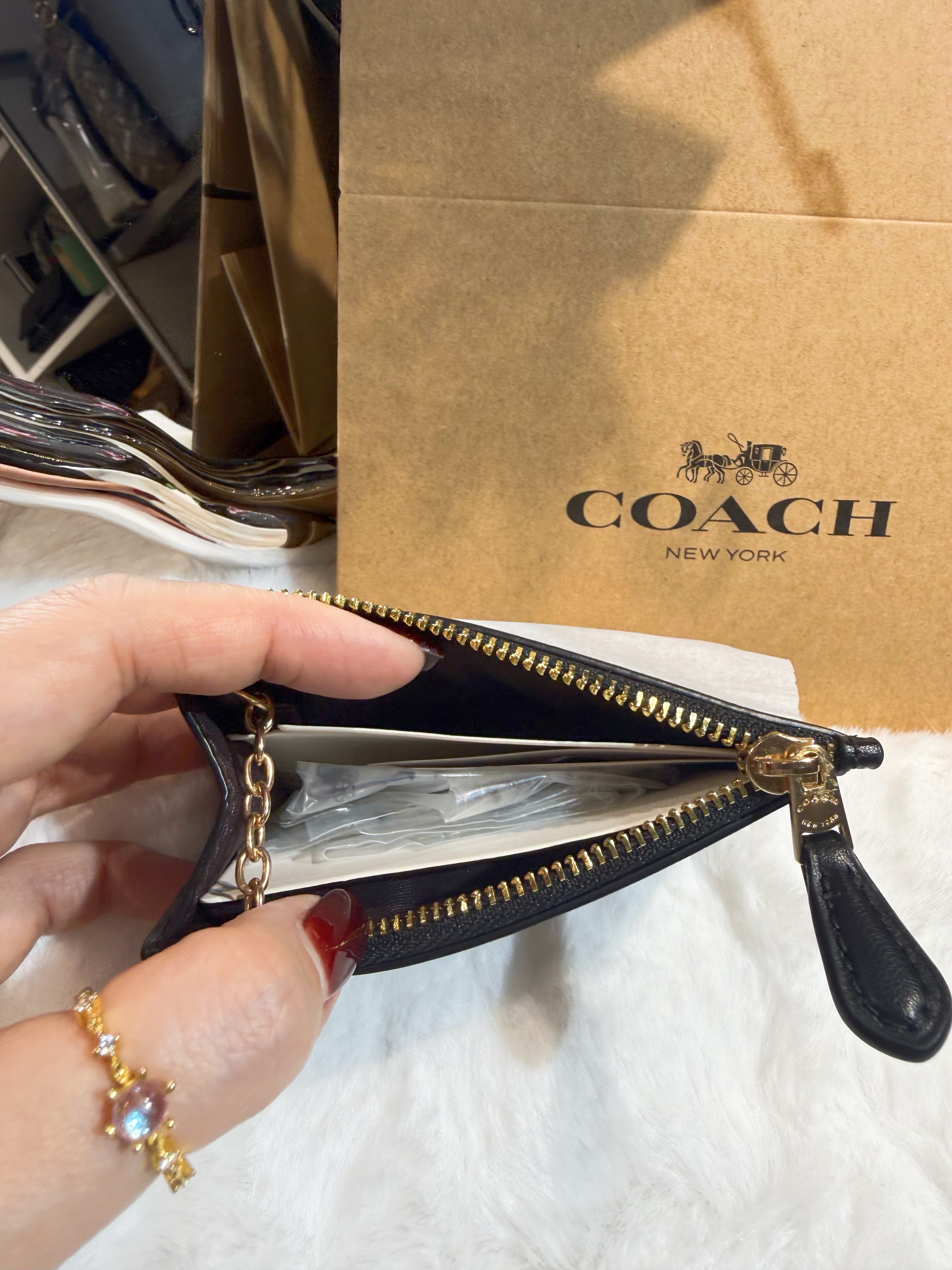 Coach card coin case dark/m