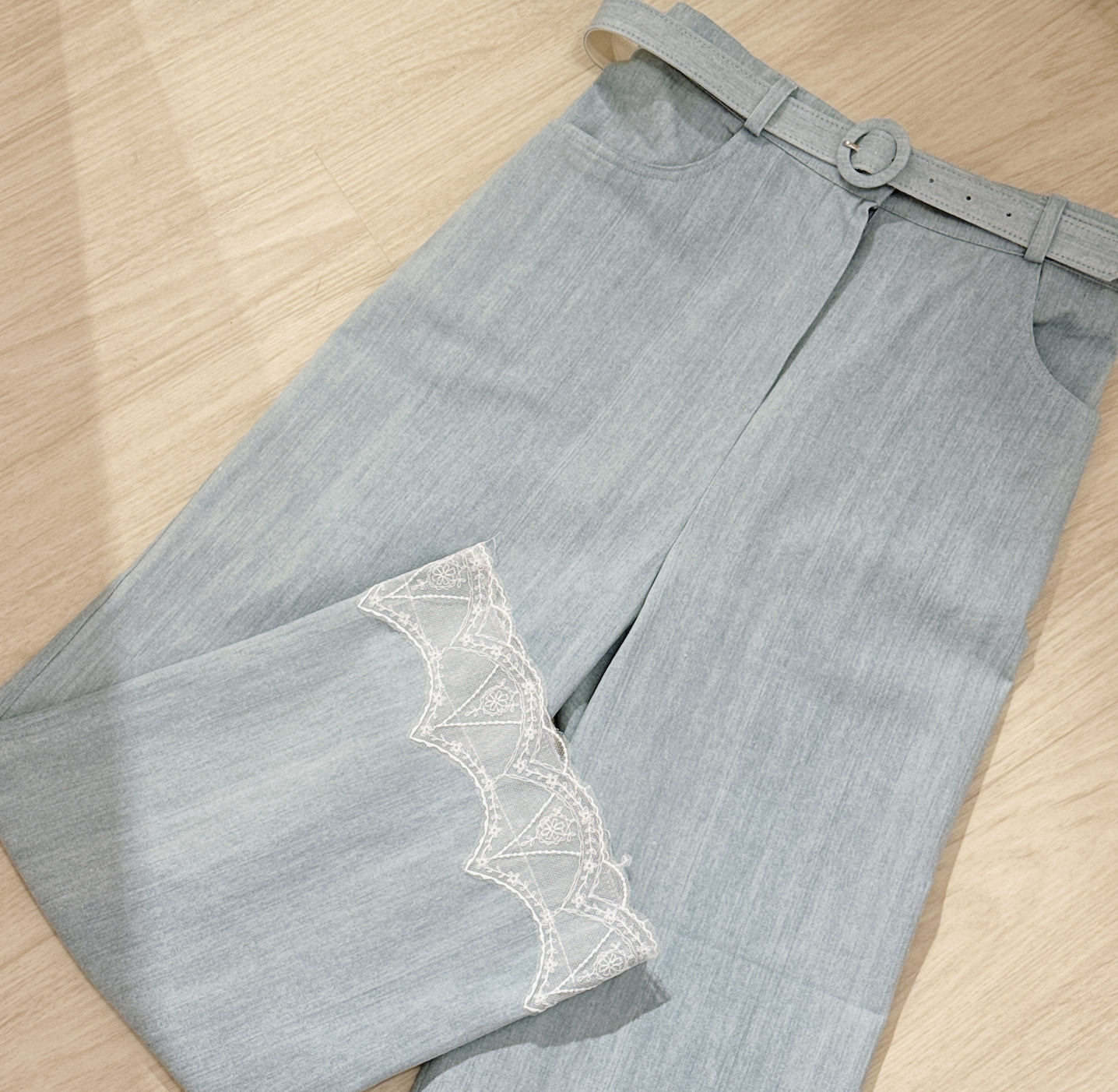 #HANNA-made# Daylight Lace Straight Denim