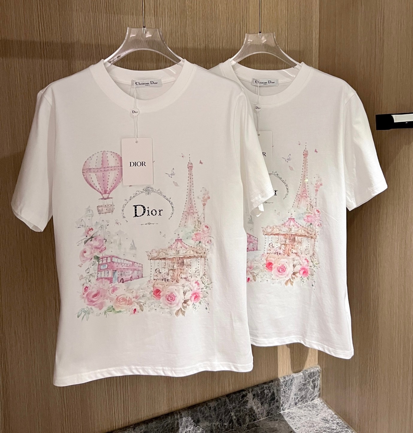 Dior 氣球燙鑽印花短袖Tee