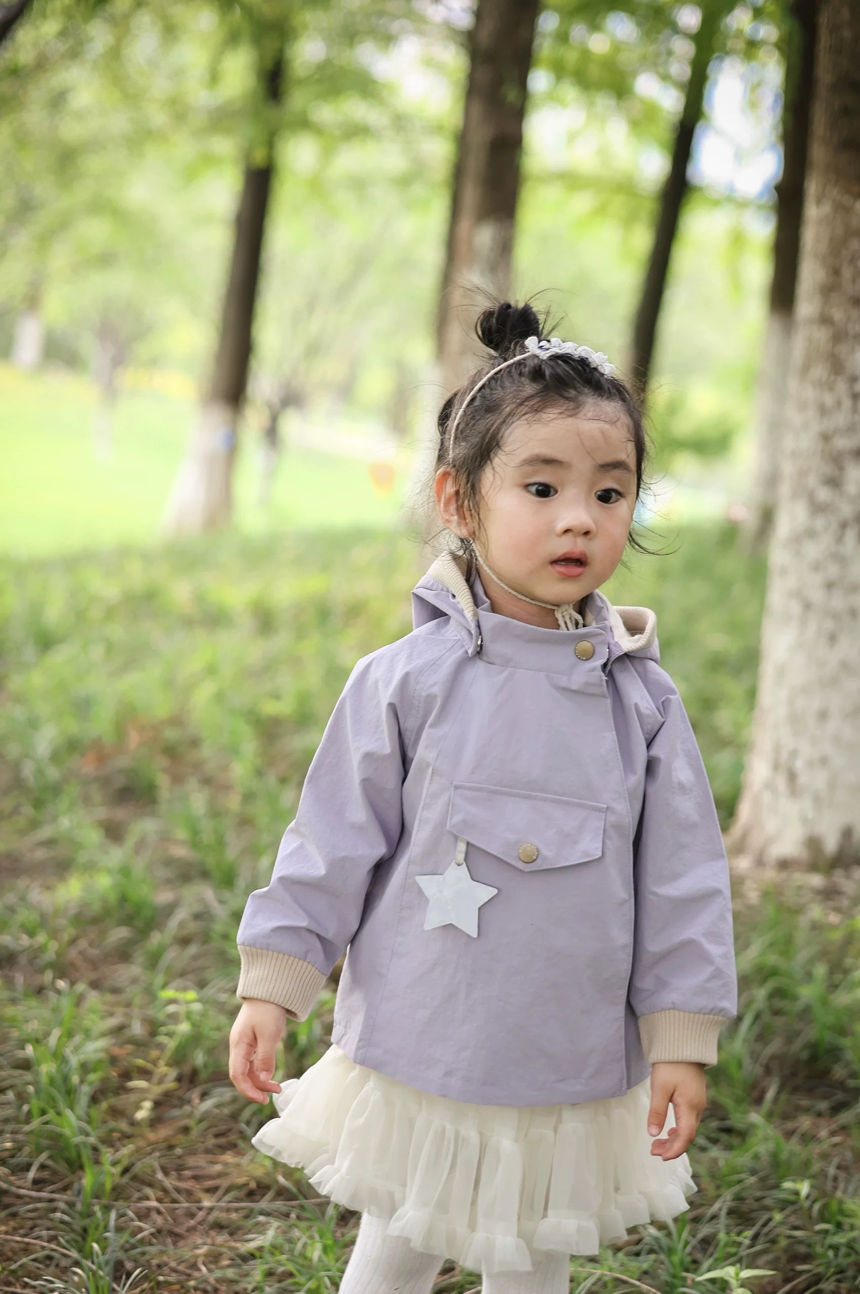 B0007 星星馬卡龍色風褸