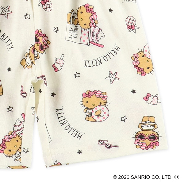 🇯🇵預訂 日本直送🇯🇵清爽材質烤焦Hello Kitty滿印包腹短袖家居服上下套裝