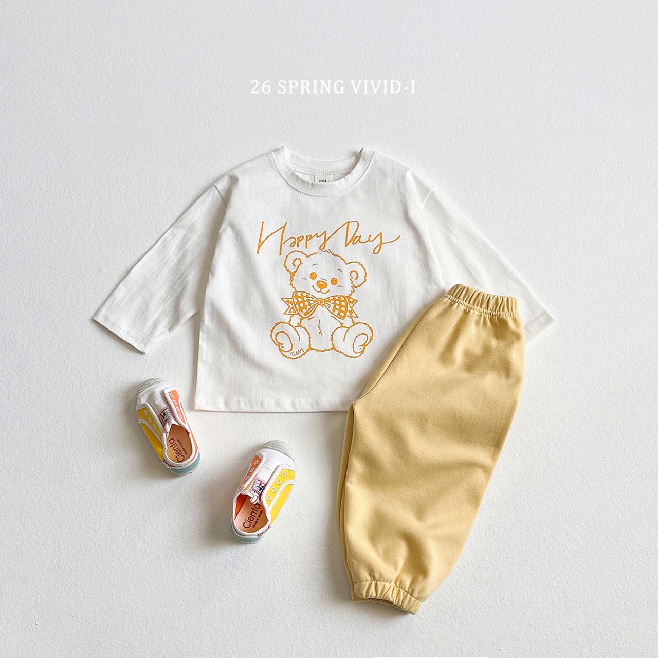 🌸預訂 韓國直送🌸🇰🇷VIVIDI五色快樂熊印花格紋上下套裝