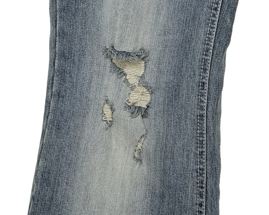 Low-Rise Distressed Bootcut Denim
