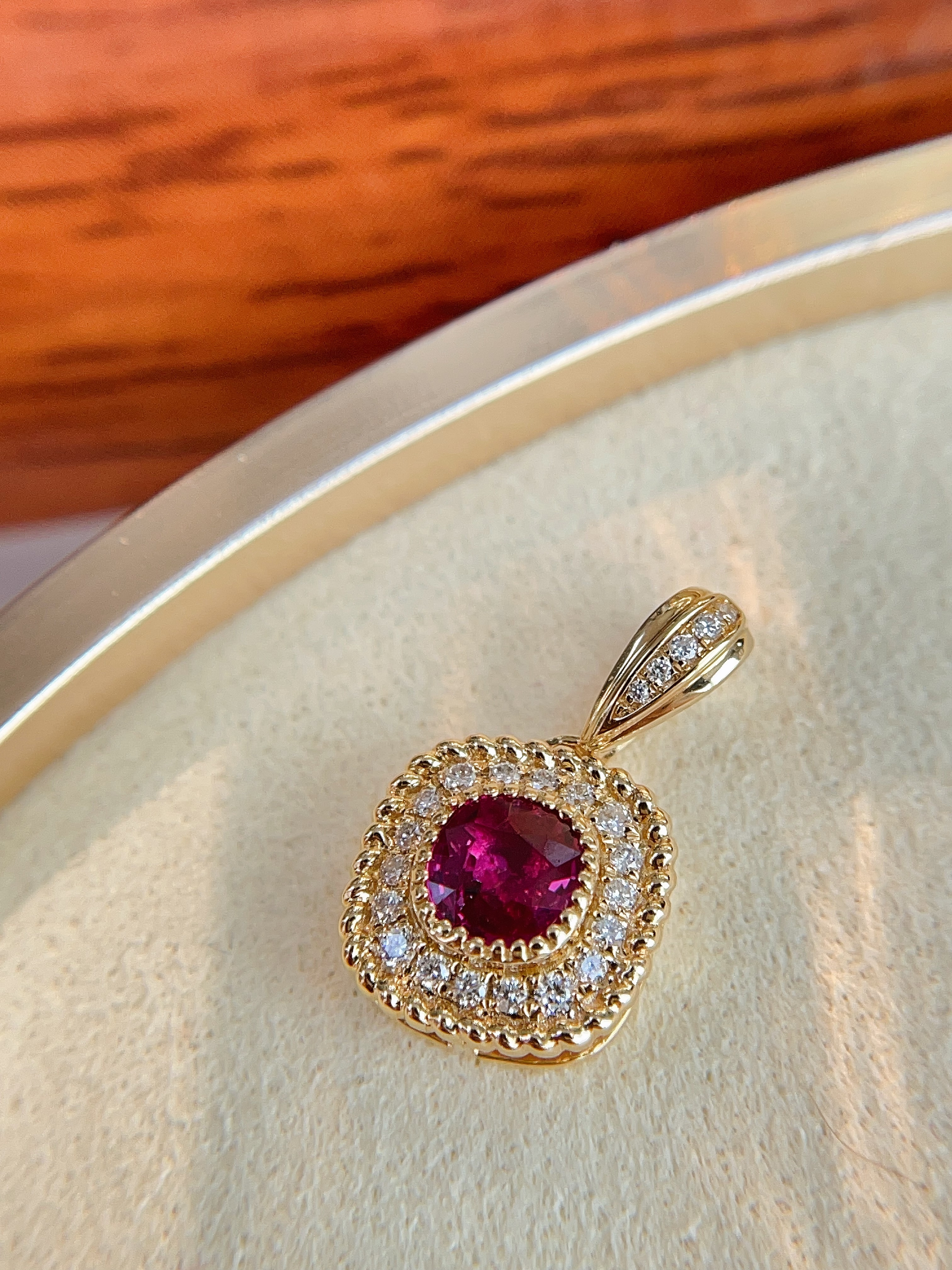 Ruby Diamond Halo Pendant N031237