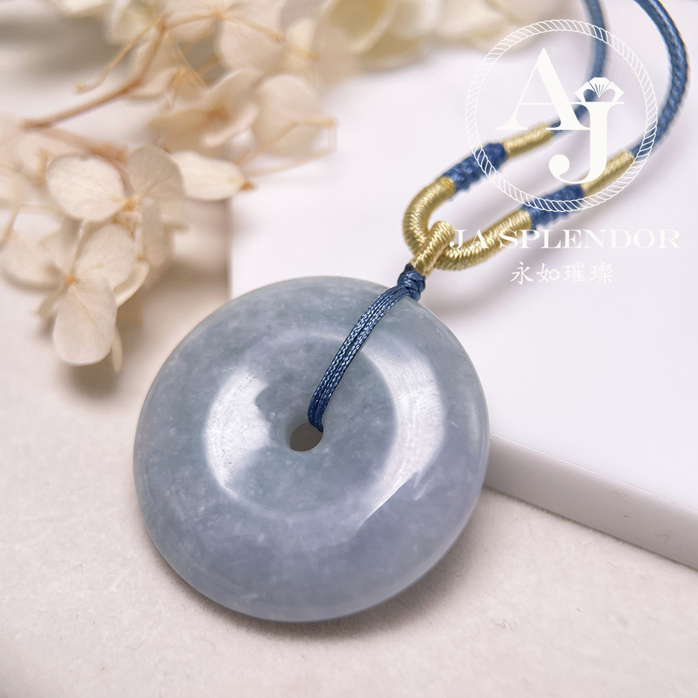 JN-203 天然翡翠A玉 紫藍大平安扣吊墜