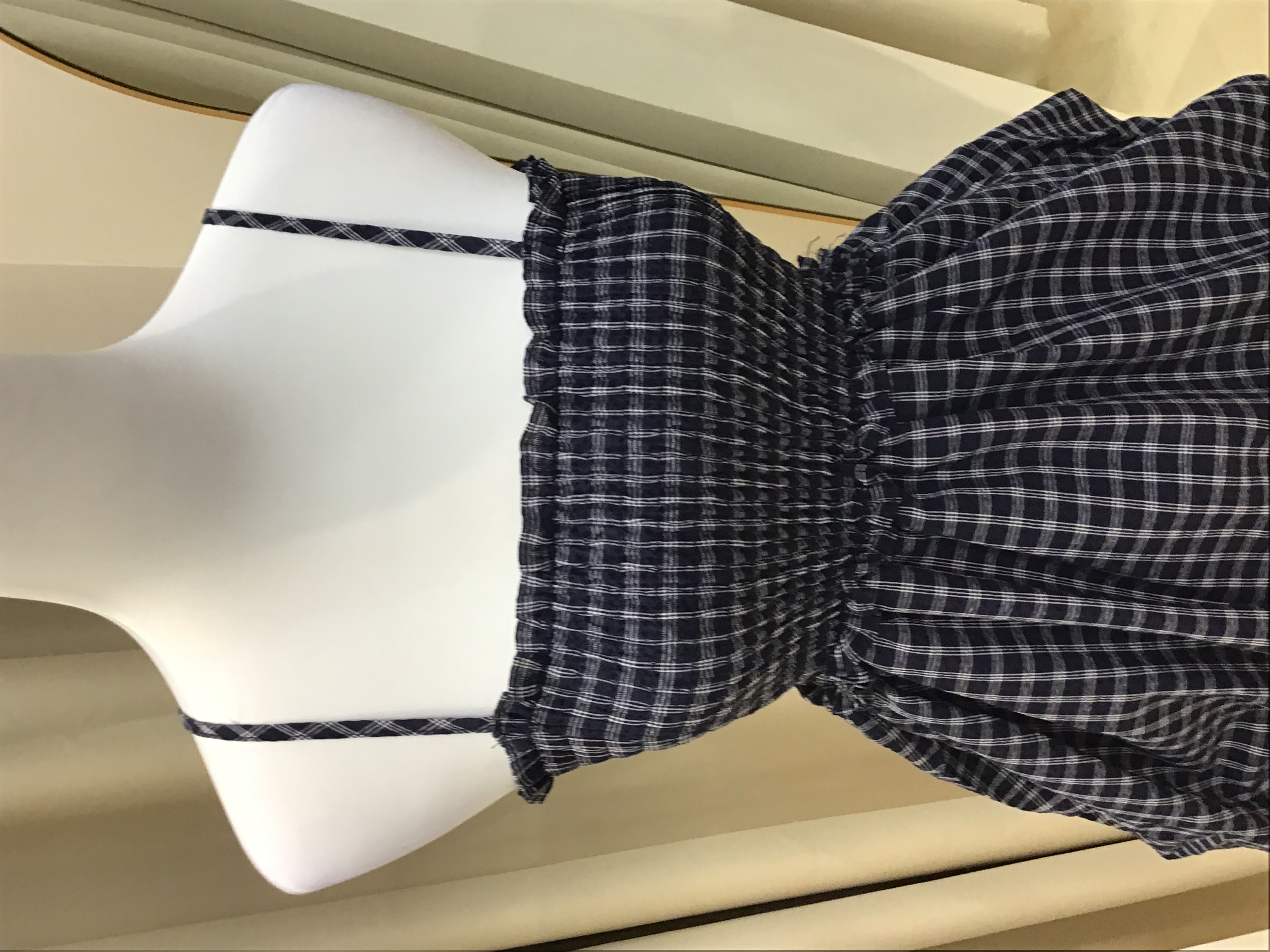 格子花苞吊带蝴蝶结