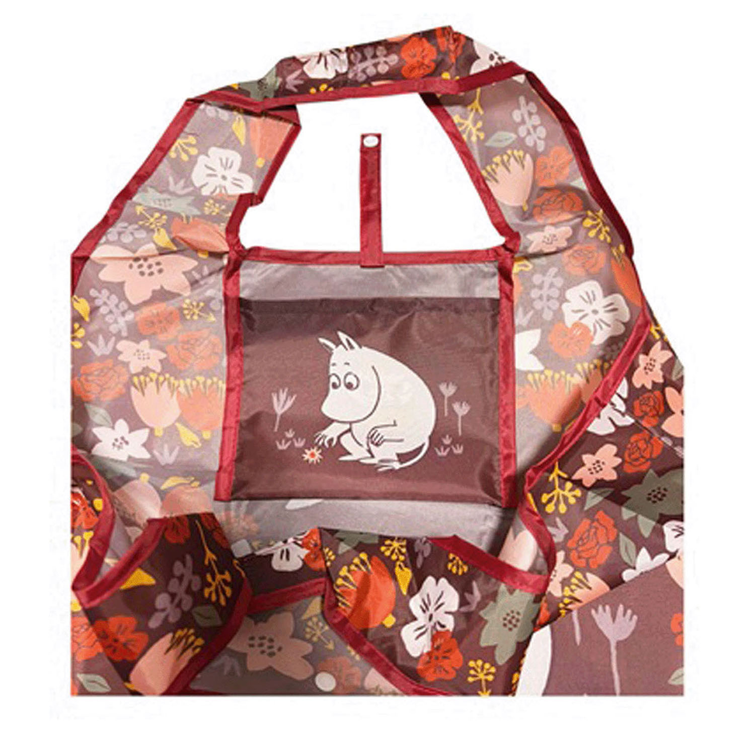 Moomin姆明 - 環保袋 (棕紅色姆明花叢款)