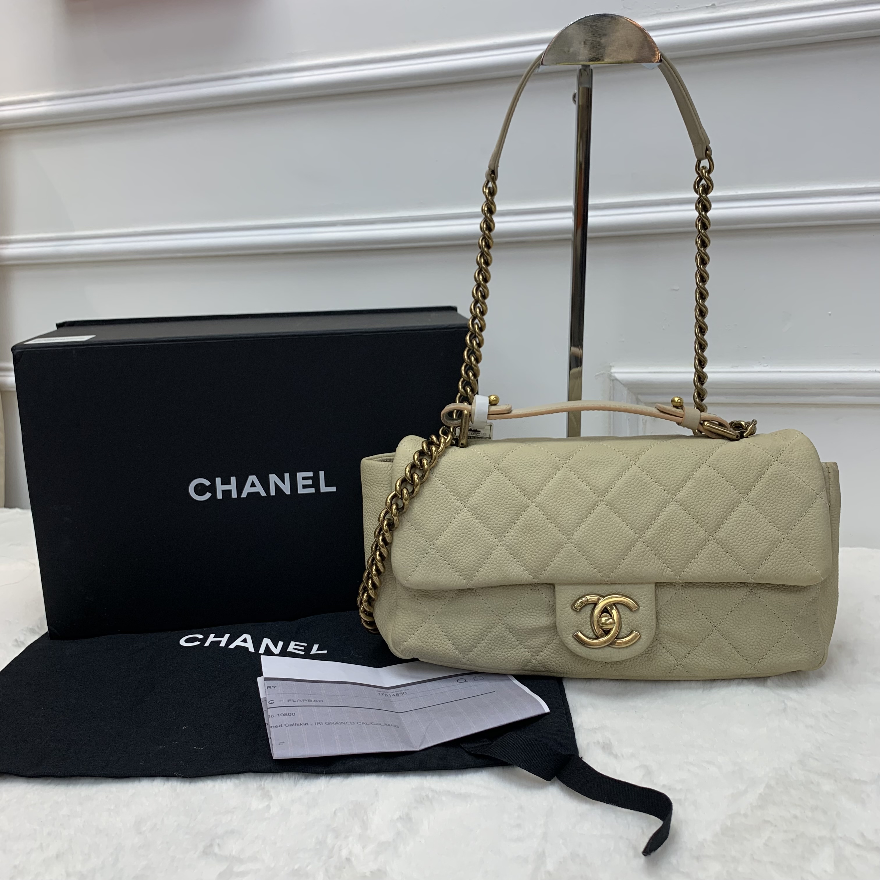復古感Max Chanel Handle Flap Bag象牙白做舊款🫢