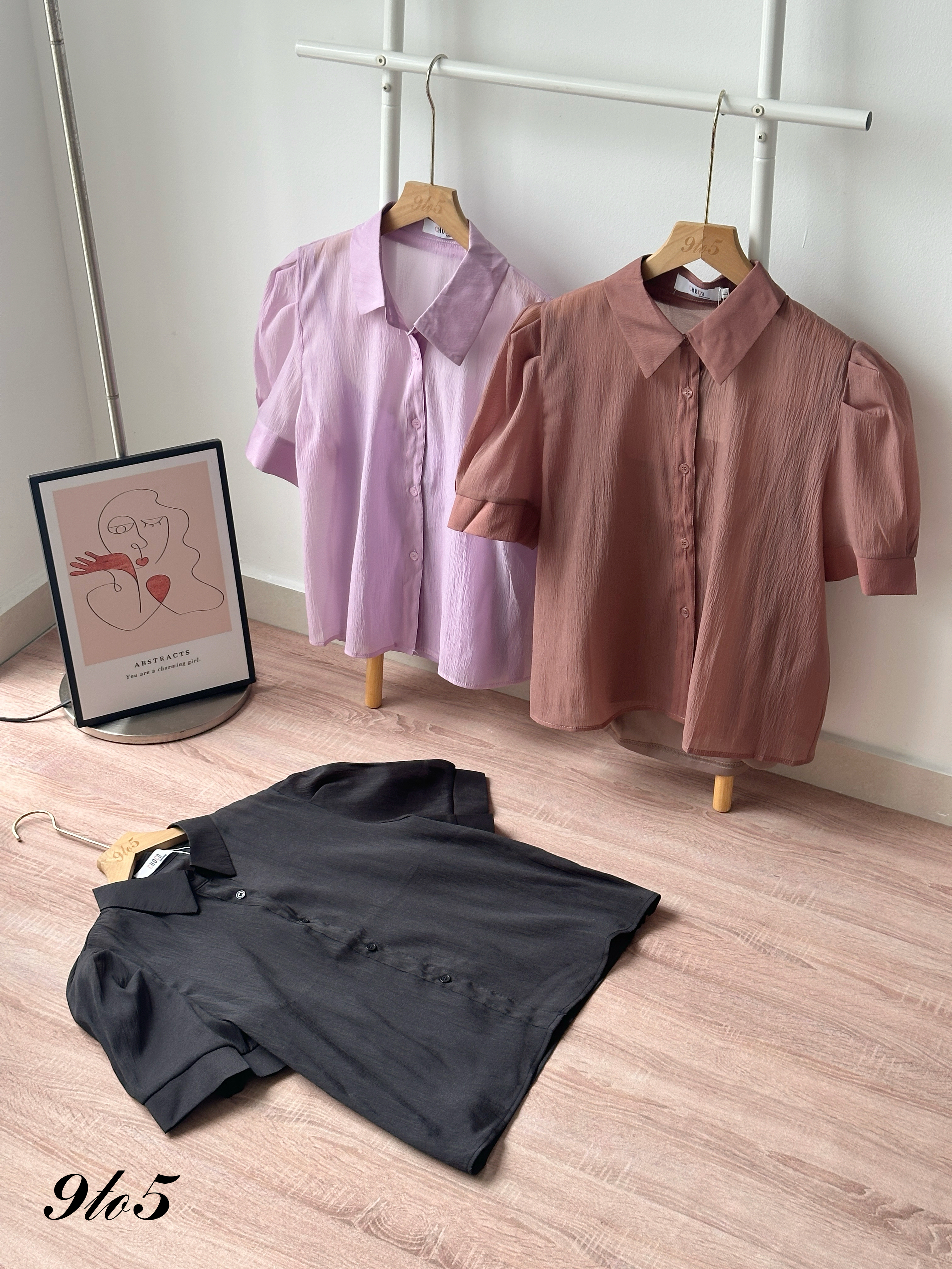 T4329 Puff Sleeve Button Down Blouse - 3 Colors 