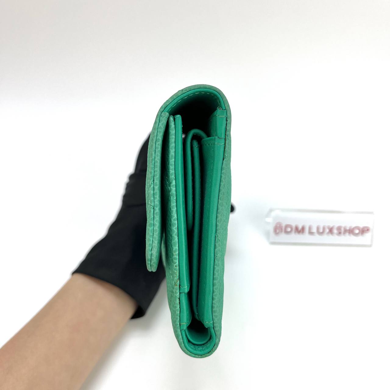 Chanel Green Caviar Flap Wallet SHW (Serial 17, Y: 2013)