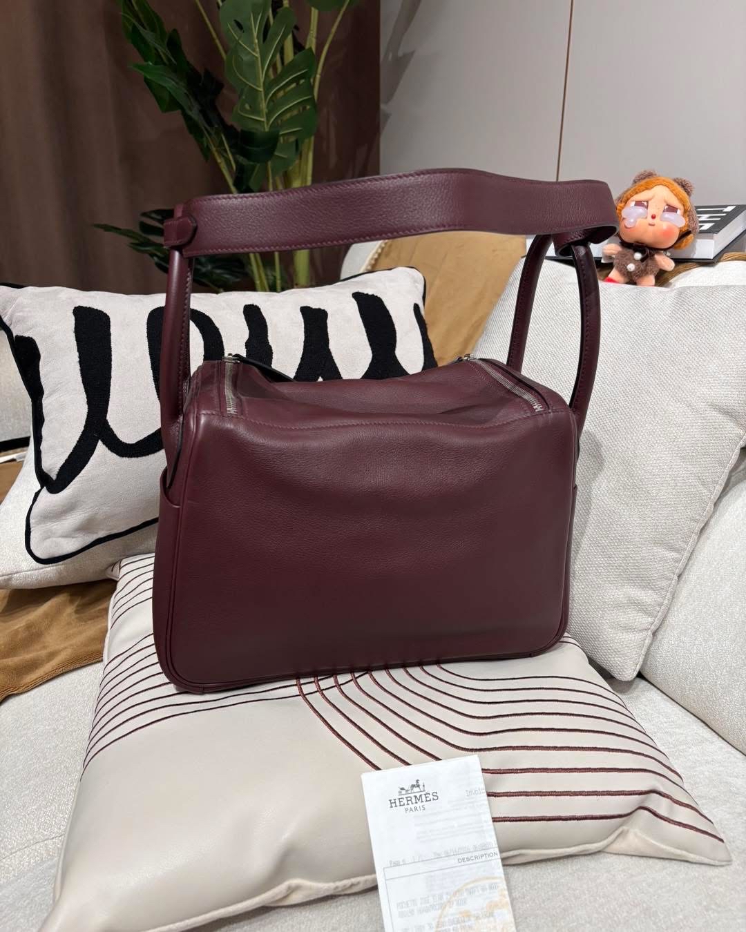 HERMES LINDY 30 STAMP X, 西梅紫Evercolor,100%Authentic ,98%new✅專門店收據✅防塵袋 