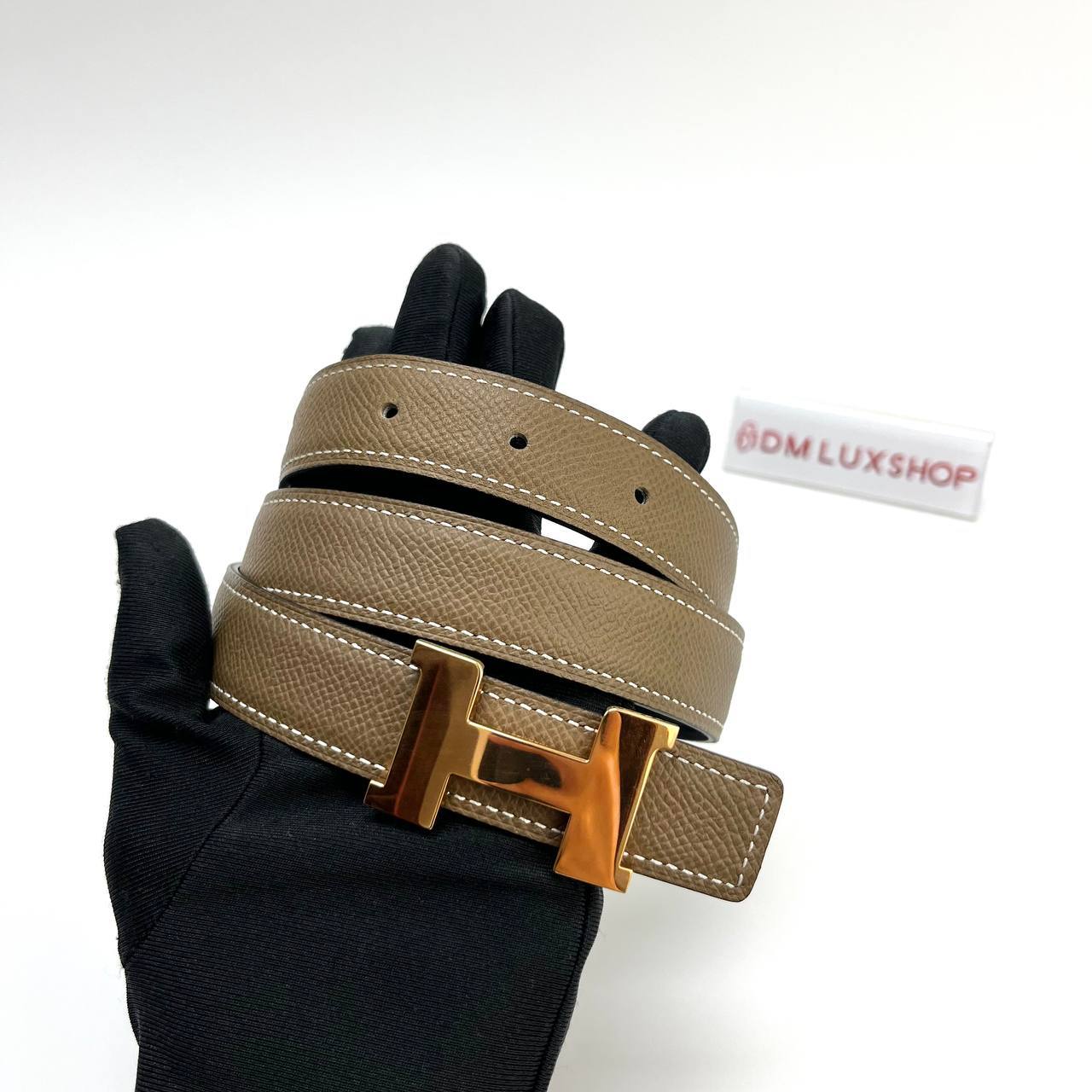 Hermes Mini Constance Belt RGHW Etoupe x Black 