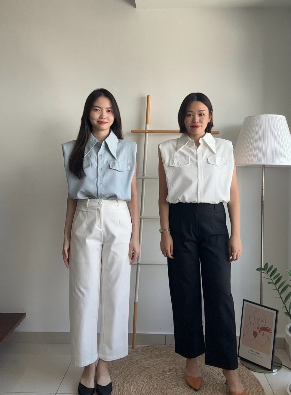 S1881 Long Straight Pants - Black & White