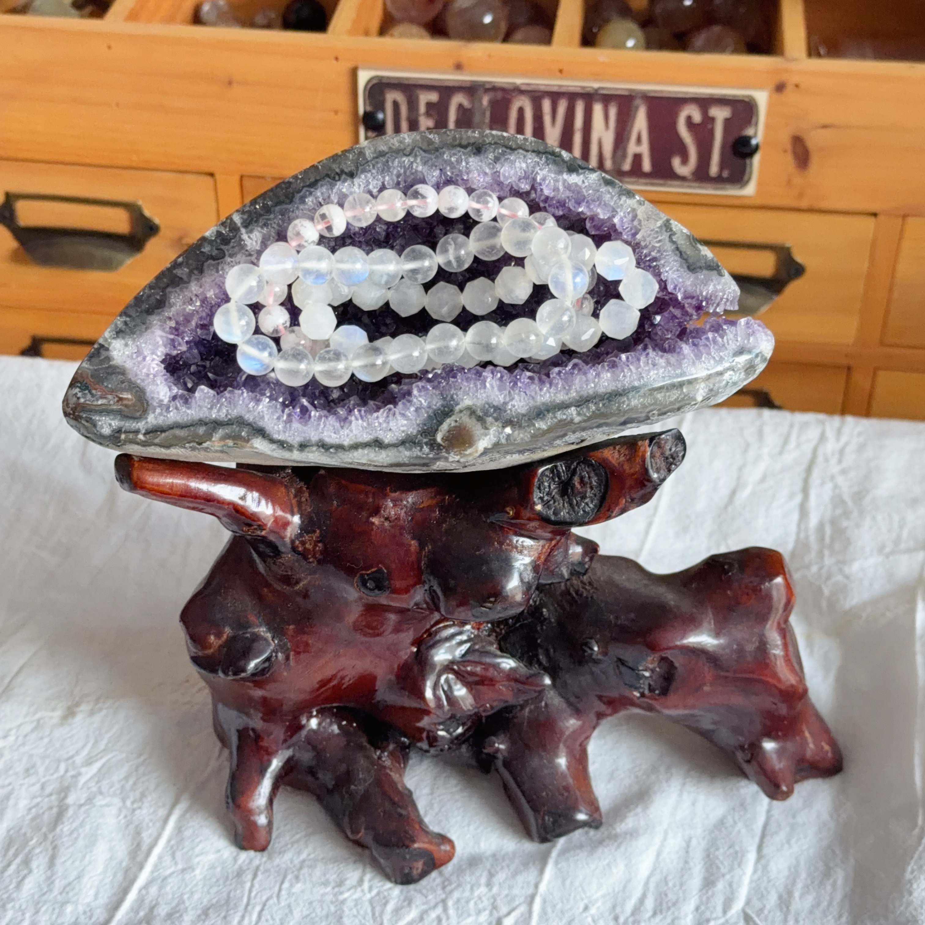 原皮紫晶錢袋子（包底座）