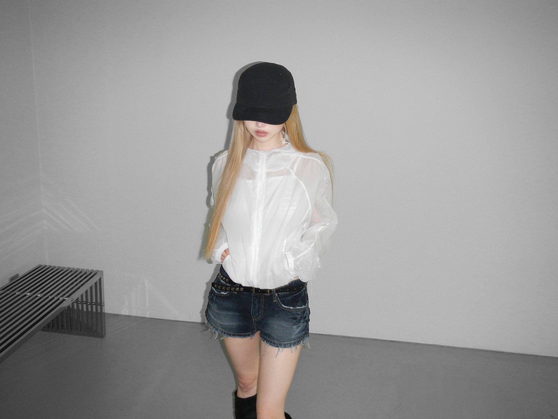Low-Rise Distressed Denim Shorts