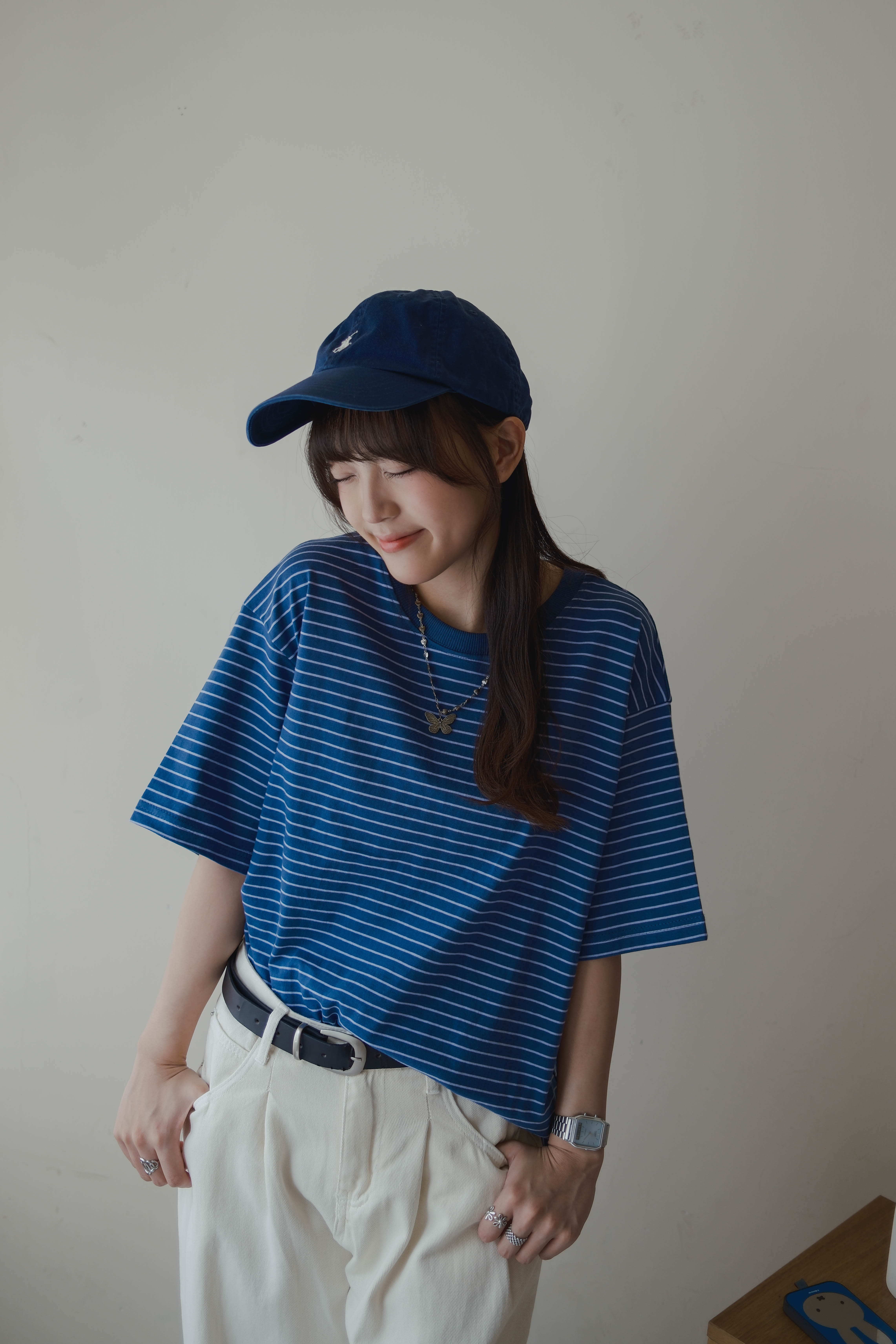 撞色橫間寬鬆Tee (三色)