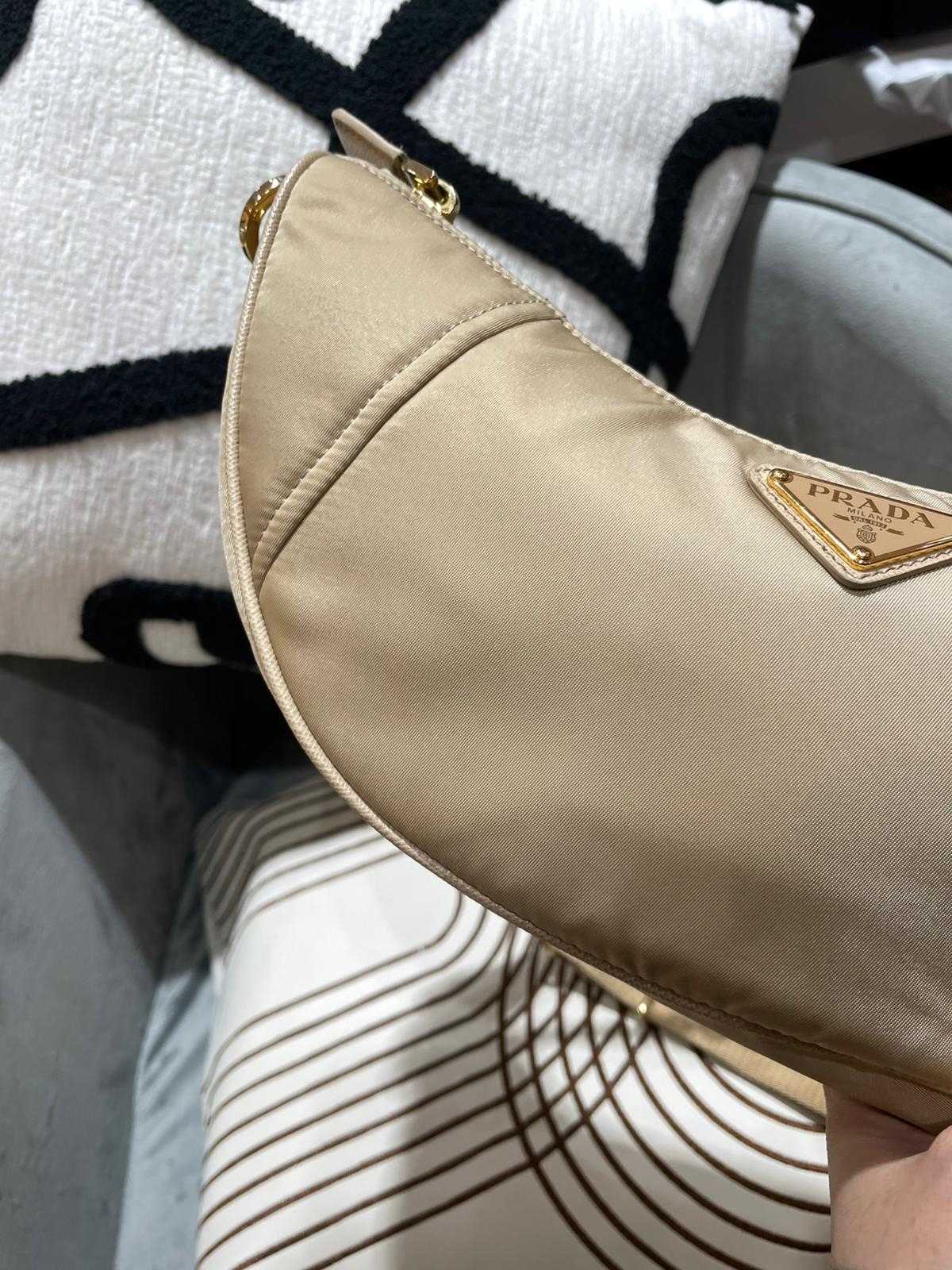PRADA Re-Nylon Demi-Lune hobo bag 2 way bag 1BH222 100%Authentic, 95%New ✅ certificate ✅Dust Bag