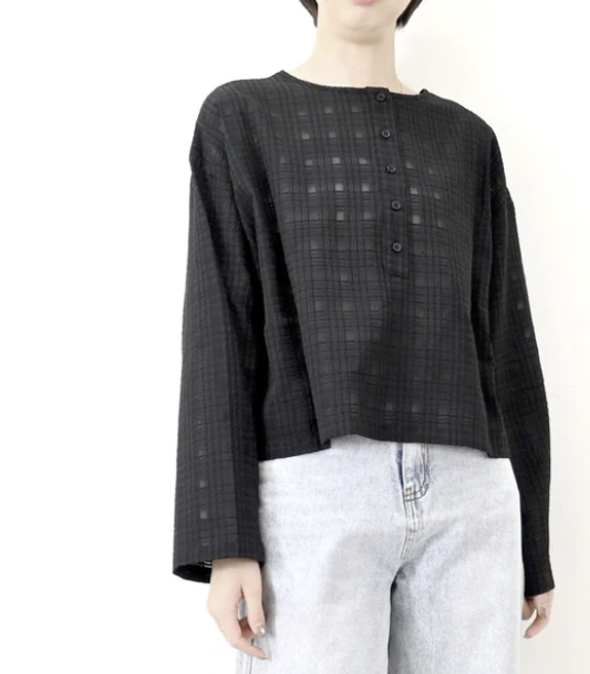 透視格紋前後兩穿上衣 - 2026 流行穿搭  長䄂襯衫 春夏時尚穿搭 柔軟舒適 優雅日常 易於配搭 日本直送   #JP-I-260034
