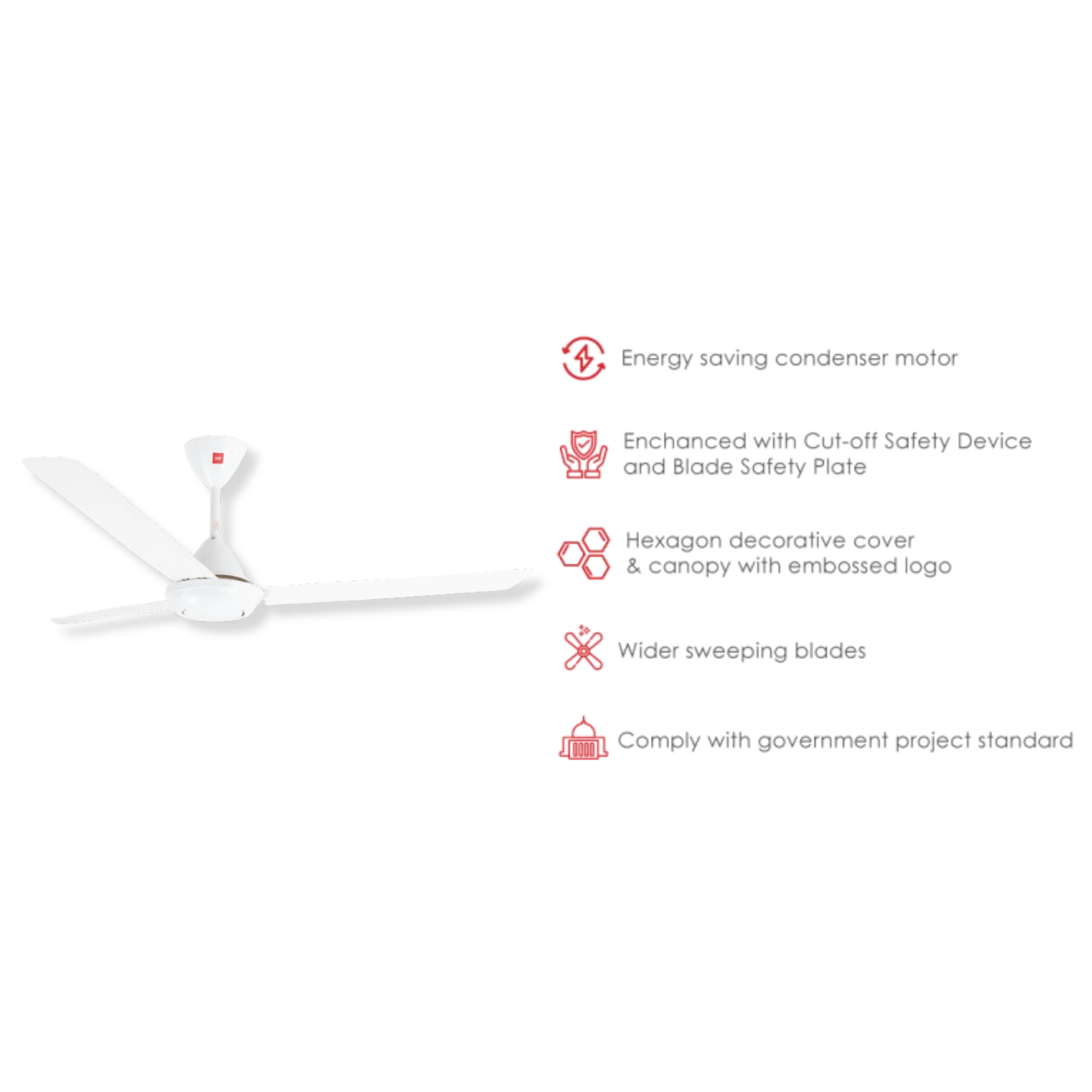 KDK 60" 3-Blade Regulator Ceiling Fan K15VC (White - JKR Spec)