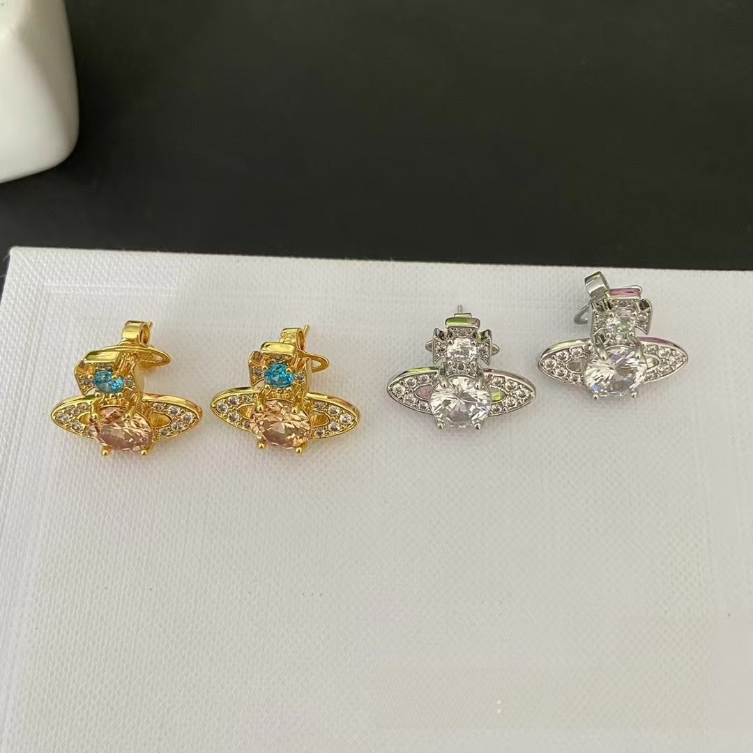 【現貨】Vivienne Westwood 土星鋯石耳環