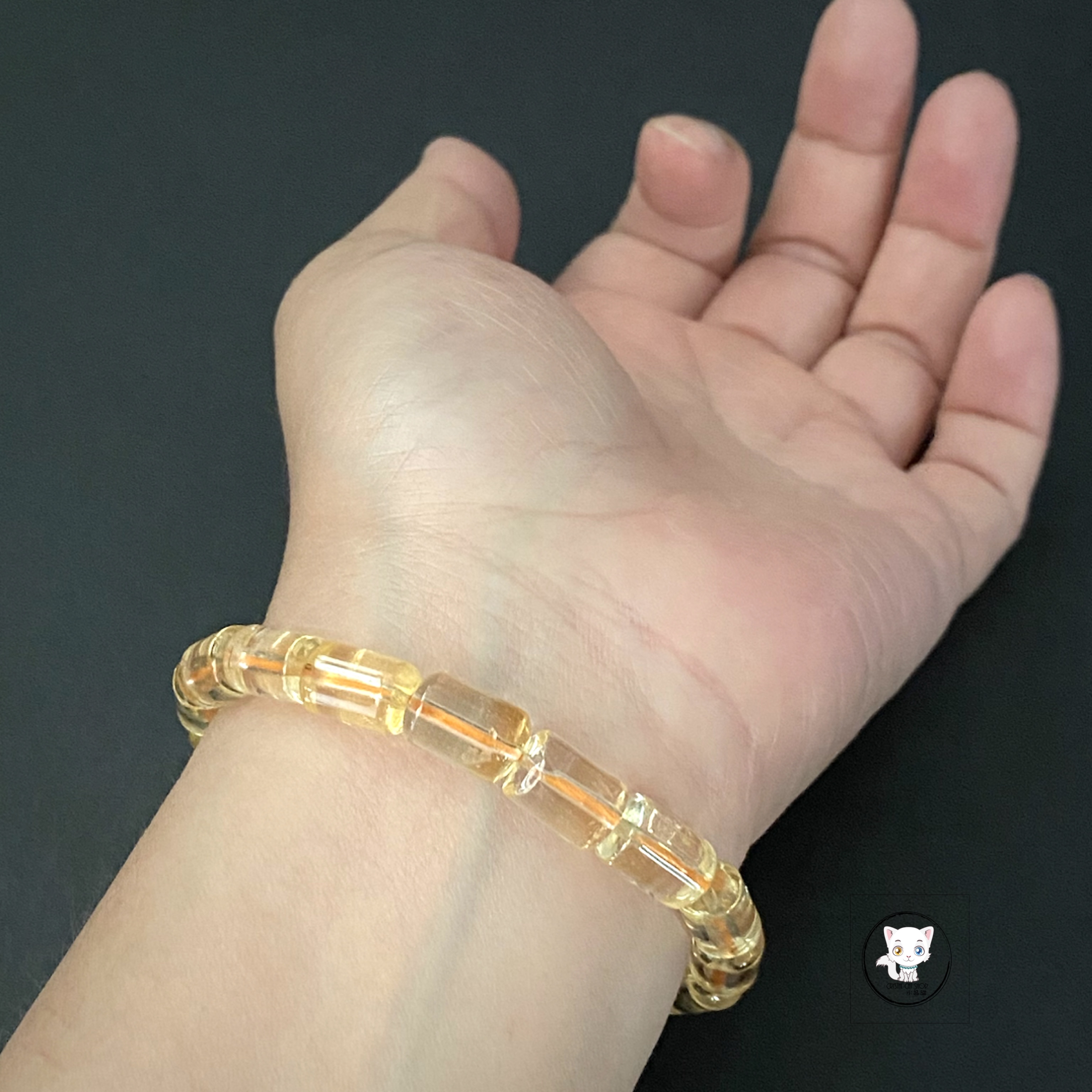 巴西黃水晶桶珠手鏈 7.5mm