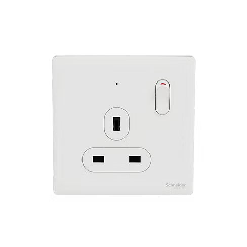 施耐德 Unica X 皎月白 13A單蘇有掣有燈 插座
