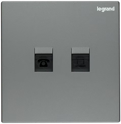 Legrand Galion 深沙銀 CAT3電話+CAT5E數據插座