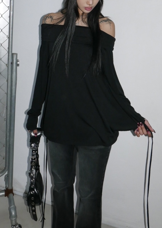 Off Shoulder Tie-Waist Long Sleeve