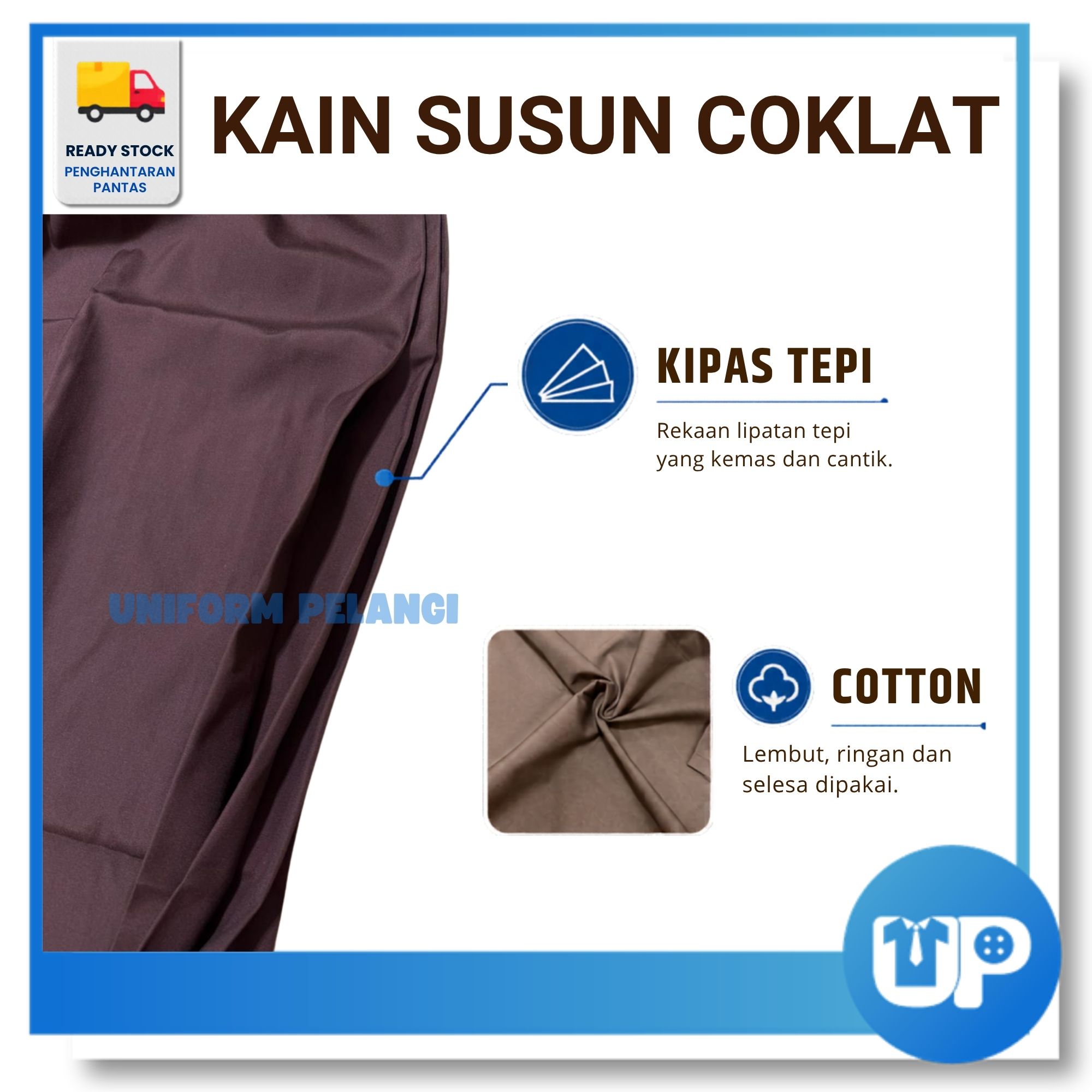 Falcon MRSM Kain Susun Coklat Sekolah Menengah Cotton School Uniform