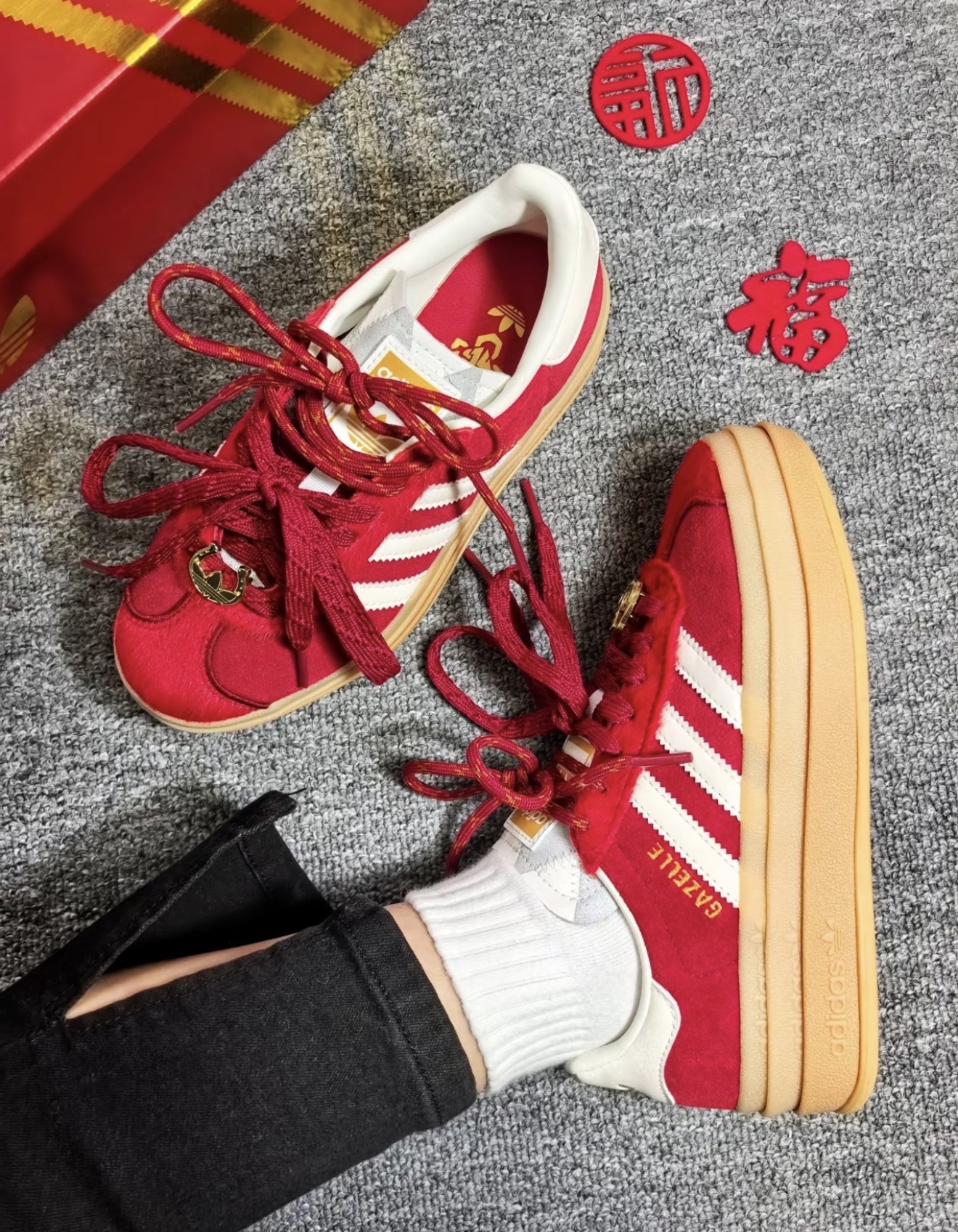 KJ4293 Adidas Gazelle Bold CNY Red KJ4293