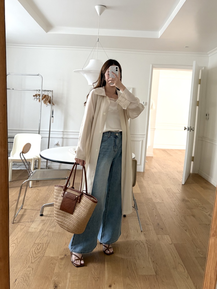 Silky Belted Trench Coat (Ivory)