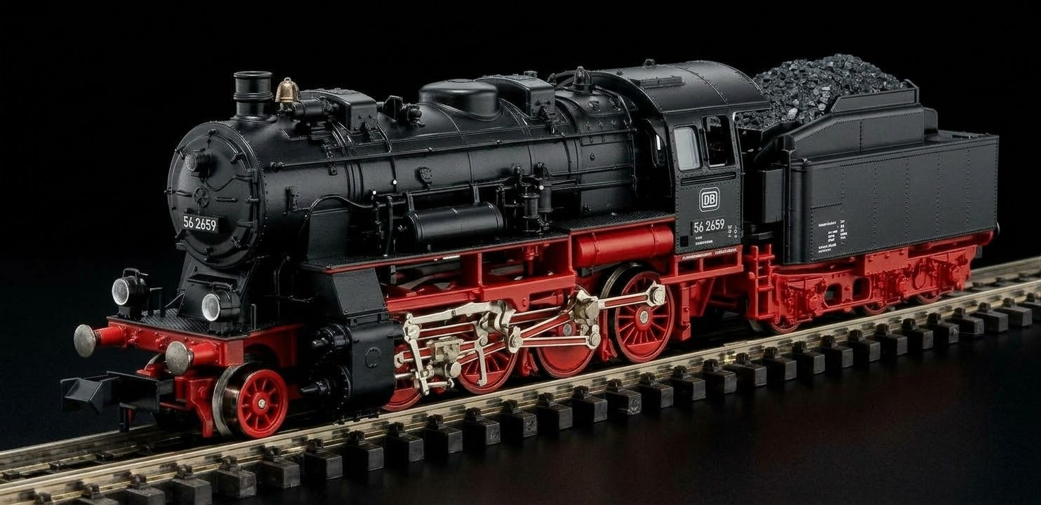 Fleischmann N scale (1:160) German Federal Railway (DB) class BR 56 2659 2-8-0 steam locomotive with tender