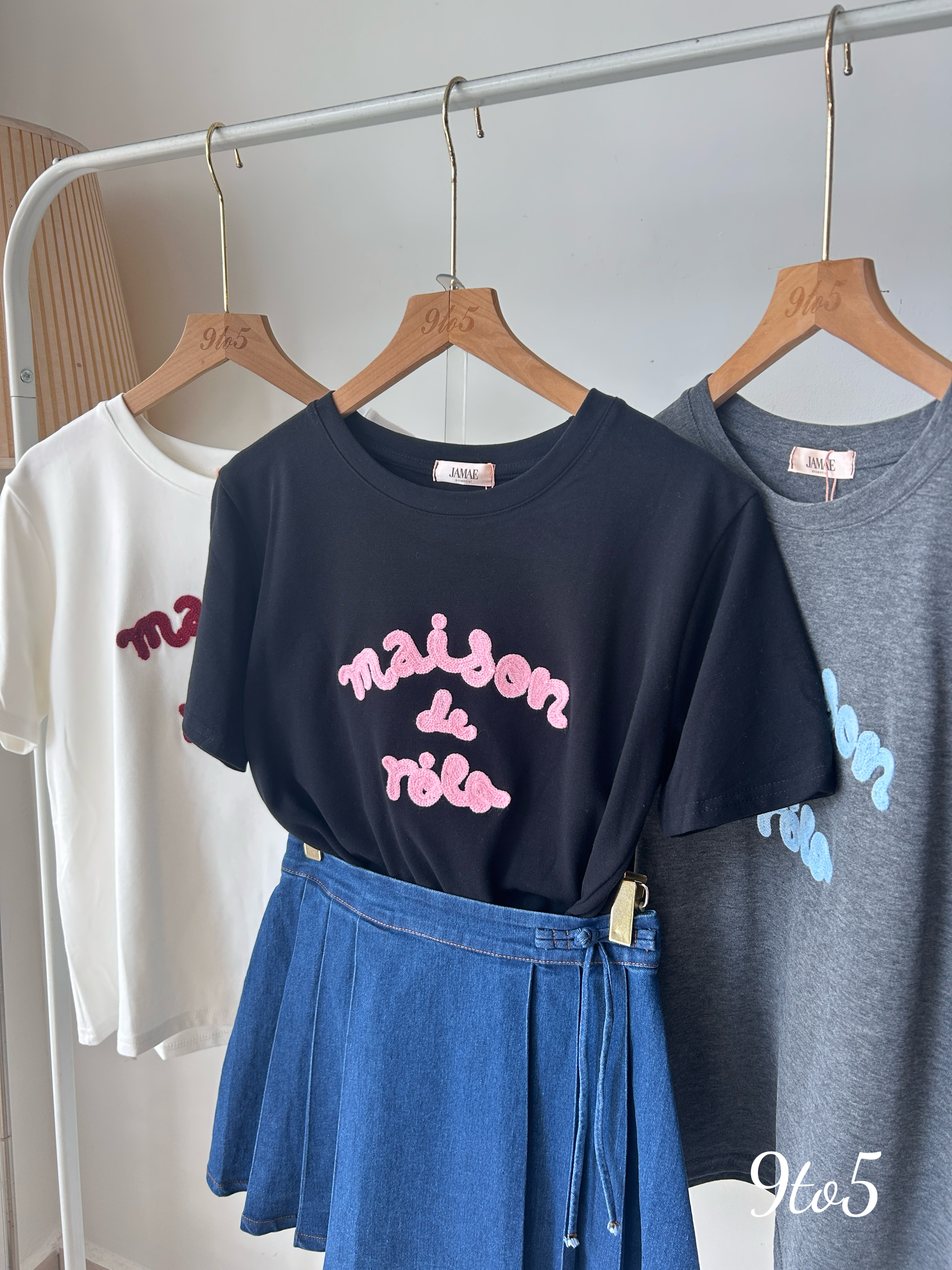 T3923 Casual Embroidery Tee - 3 Colors