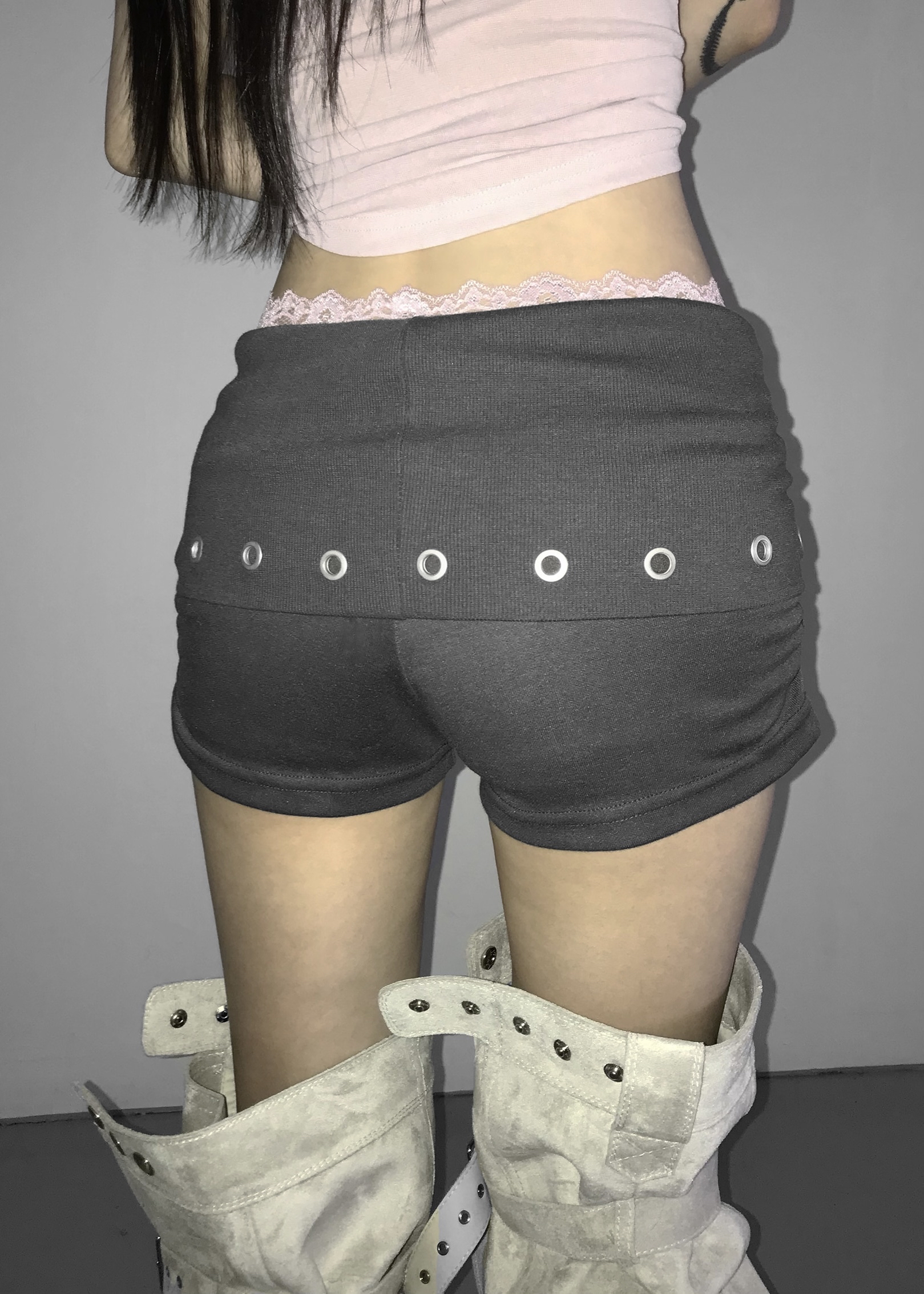 Studded Foldover Mini Shorts
