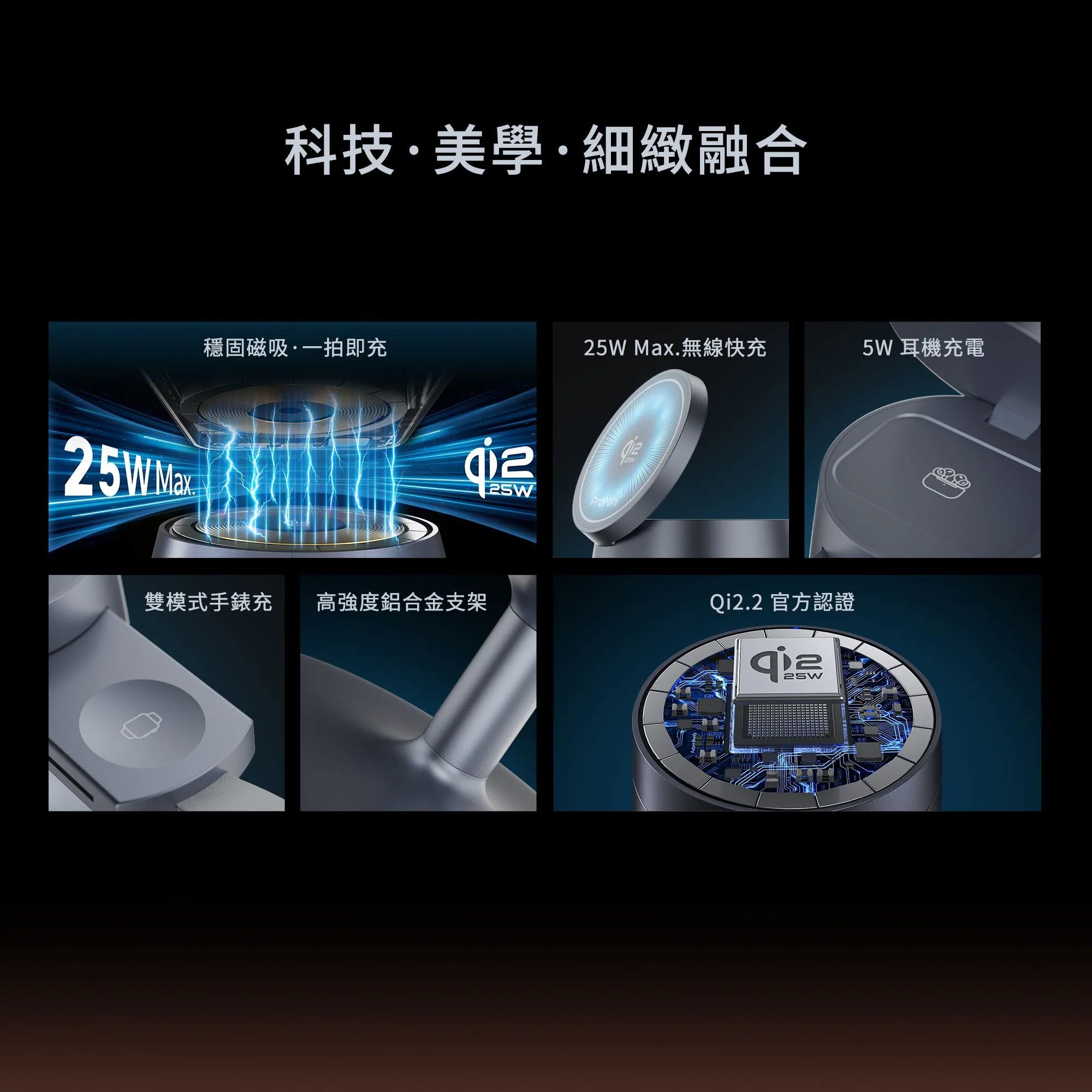 Magic-Pro ProMini MagW5G 32.5W Qi2.2 認證•三合一無線充電座