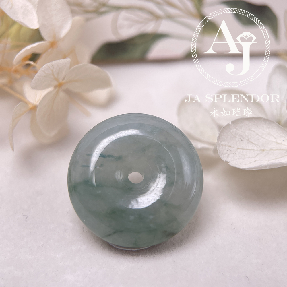JN-177 天然翡翠A玉 冰種飄綠平安扣