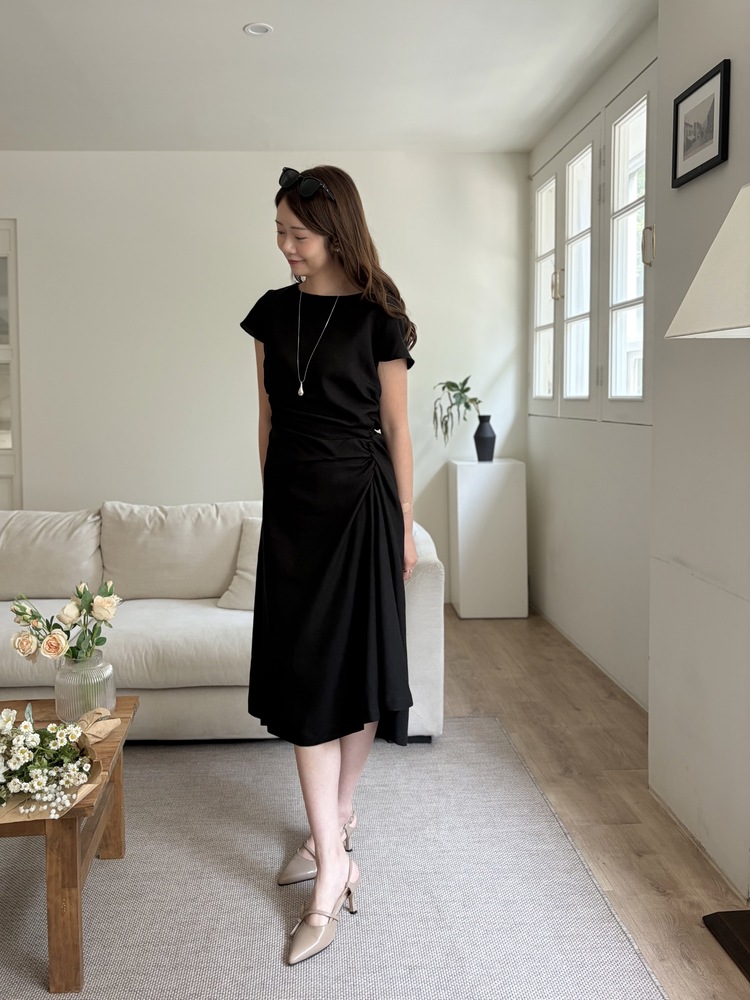 Belle Ruched Dress (Black)