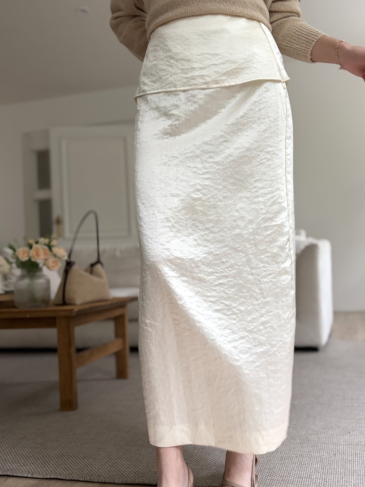 Layering Satin Skirt (Cream)