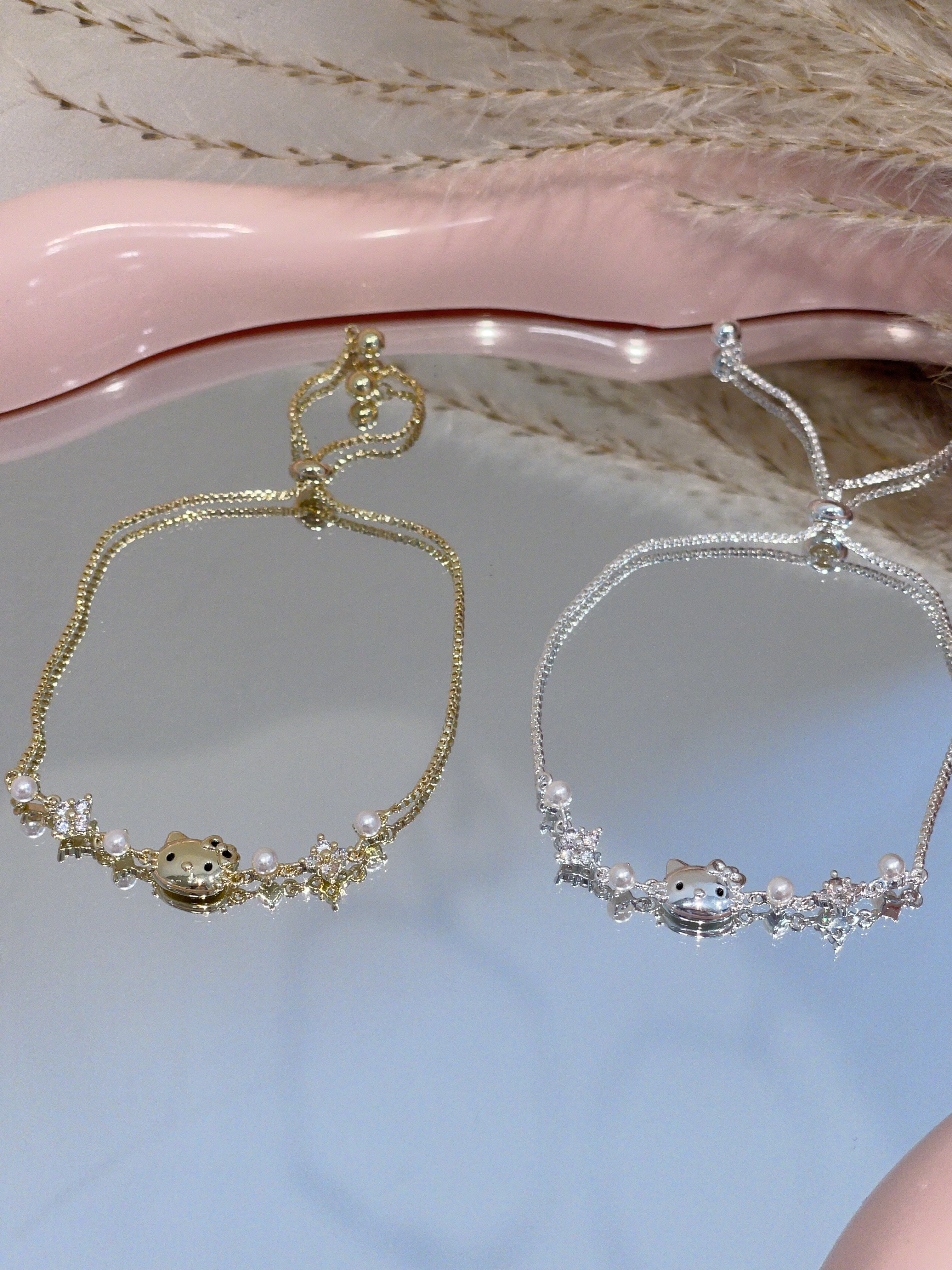 kitty猫镀金抽绳手链