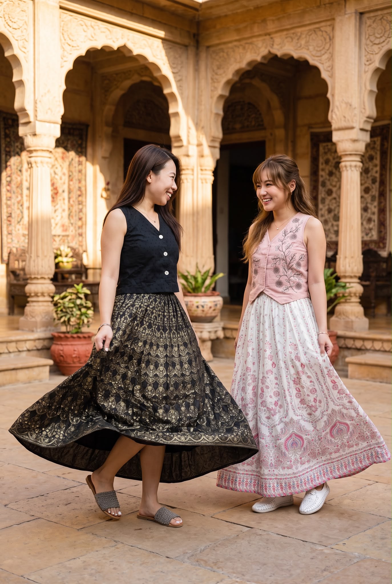2976 Black Gold Foil Stamping Skirt 43"