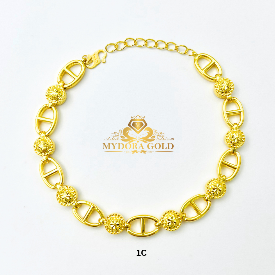 MYDORA Rantai Tangan Fesyen Diamond Cut Chain l EMAS 916/22K