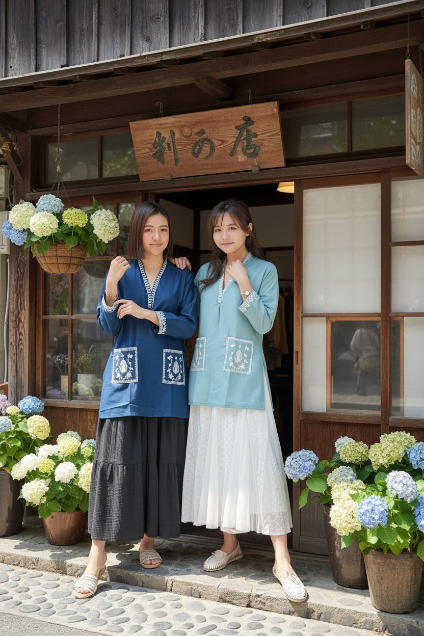 1648 Tiffany Blue Short Emb Kurta