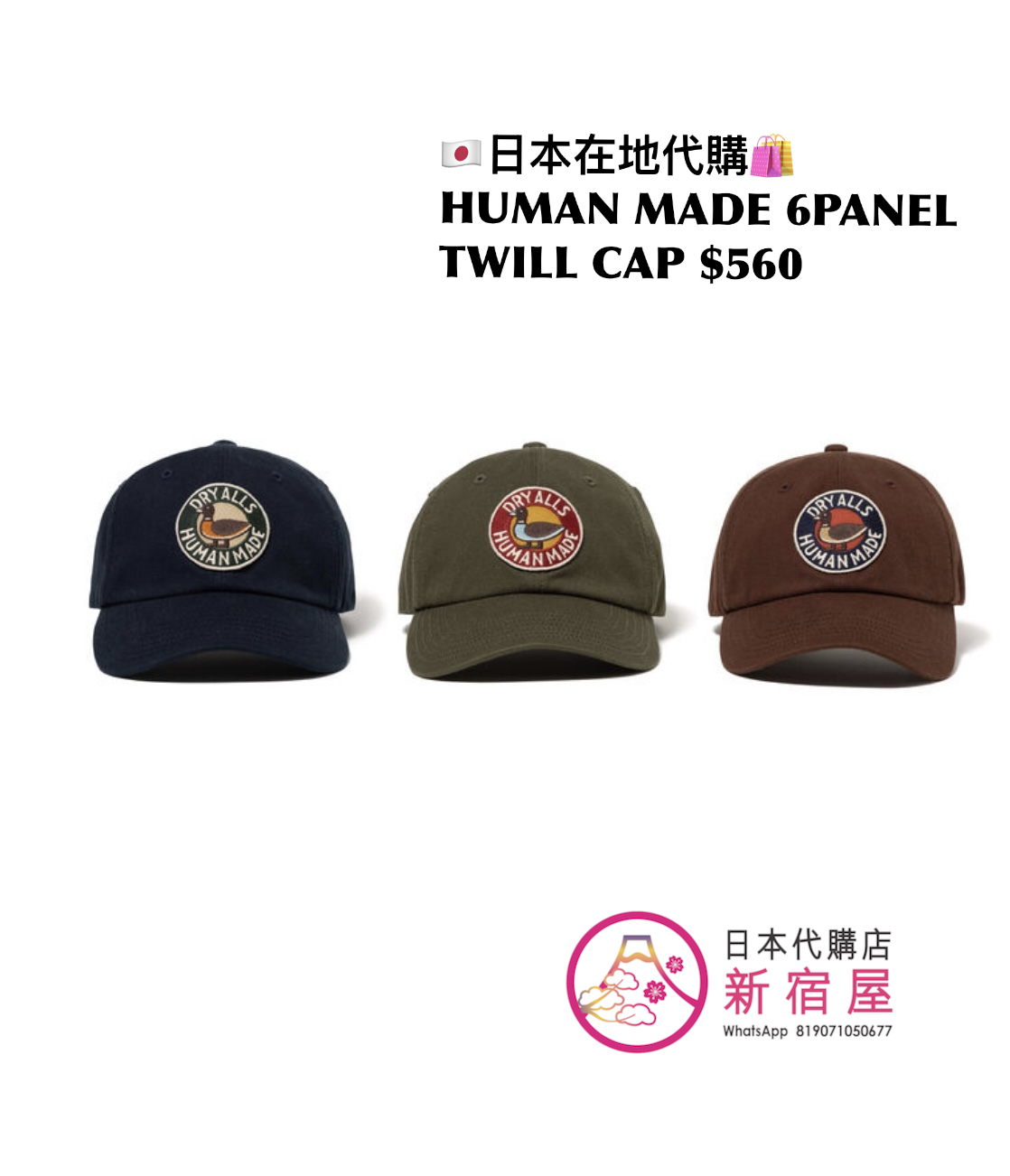 HUMAN MADE 6PANEL TWILL CAP