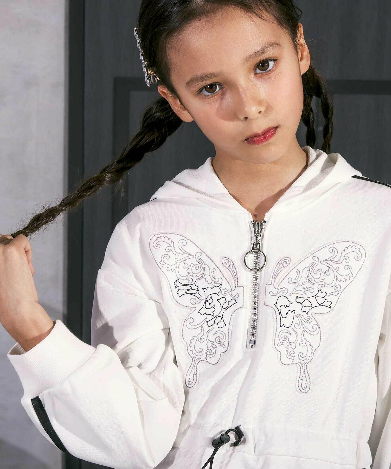 🆕【⭐訂購⭐】 🇯🇵日本直送 🌀蝴蝶貼片刺繡 連帽抓絨連身裙［2款選］🌀[ELBA-0193][260307]