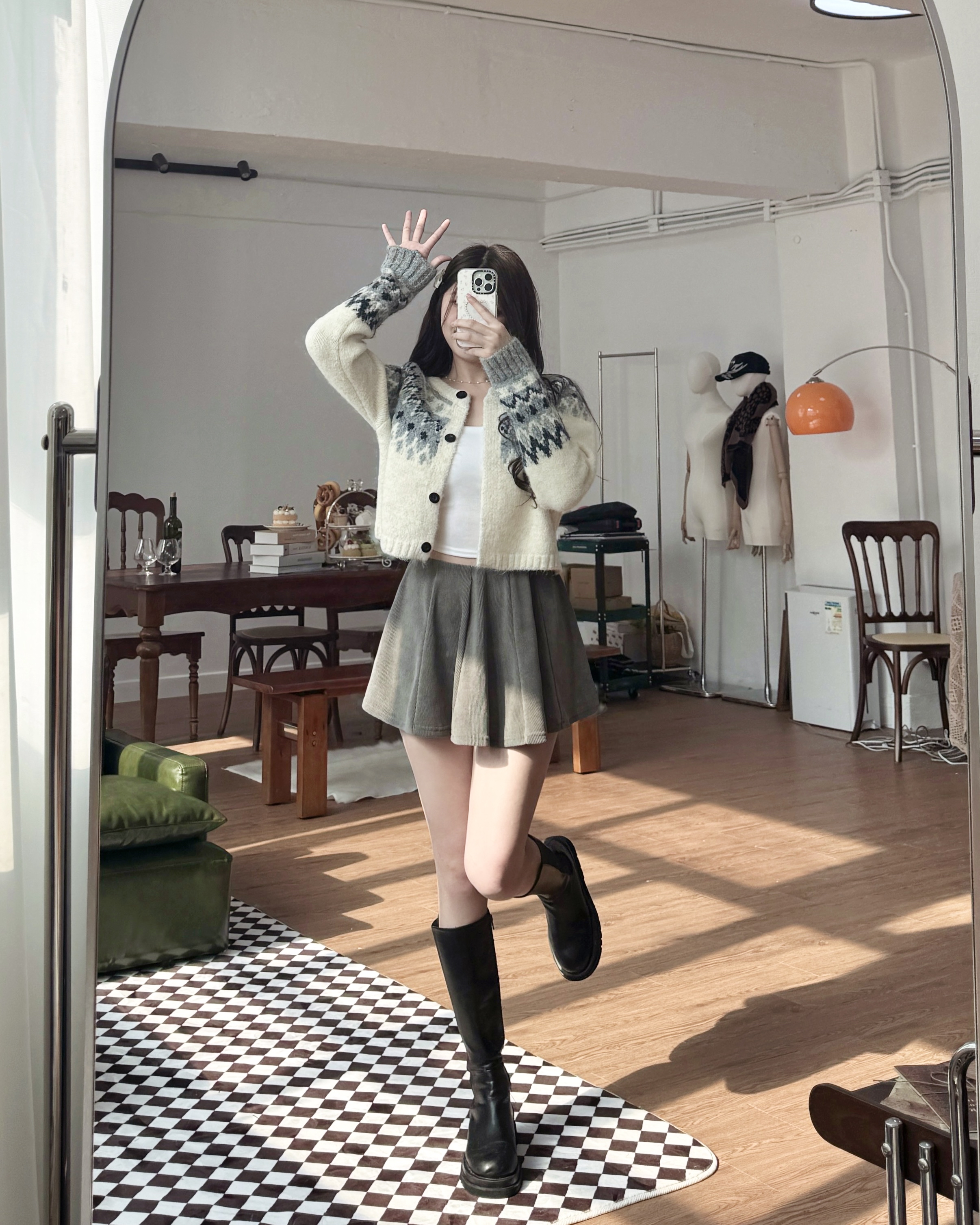 【 ☃️ 私心超愛～🩶北歐冬日感圖案 ♪ 軟糯多重拼色兩著外套⋆˚ʚɞ 】 Snowball Mochi Cardigan Top(三色入