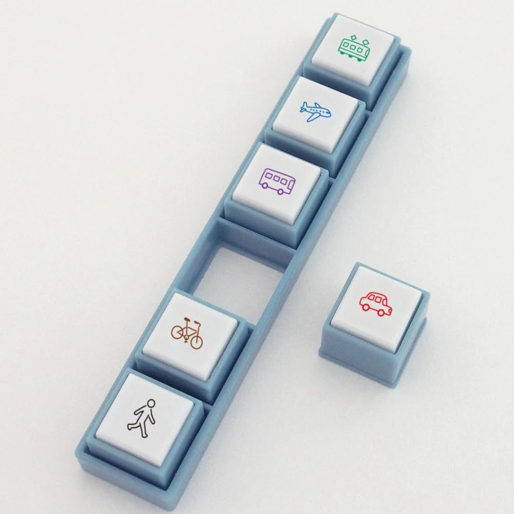 現貨｜交通公具圖案 KODOMO NO KAO Pochitto Pick! 按壓式6連印章 (1802-010) 