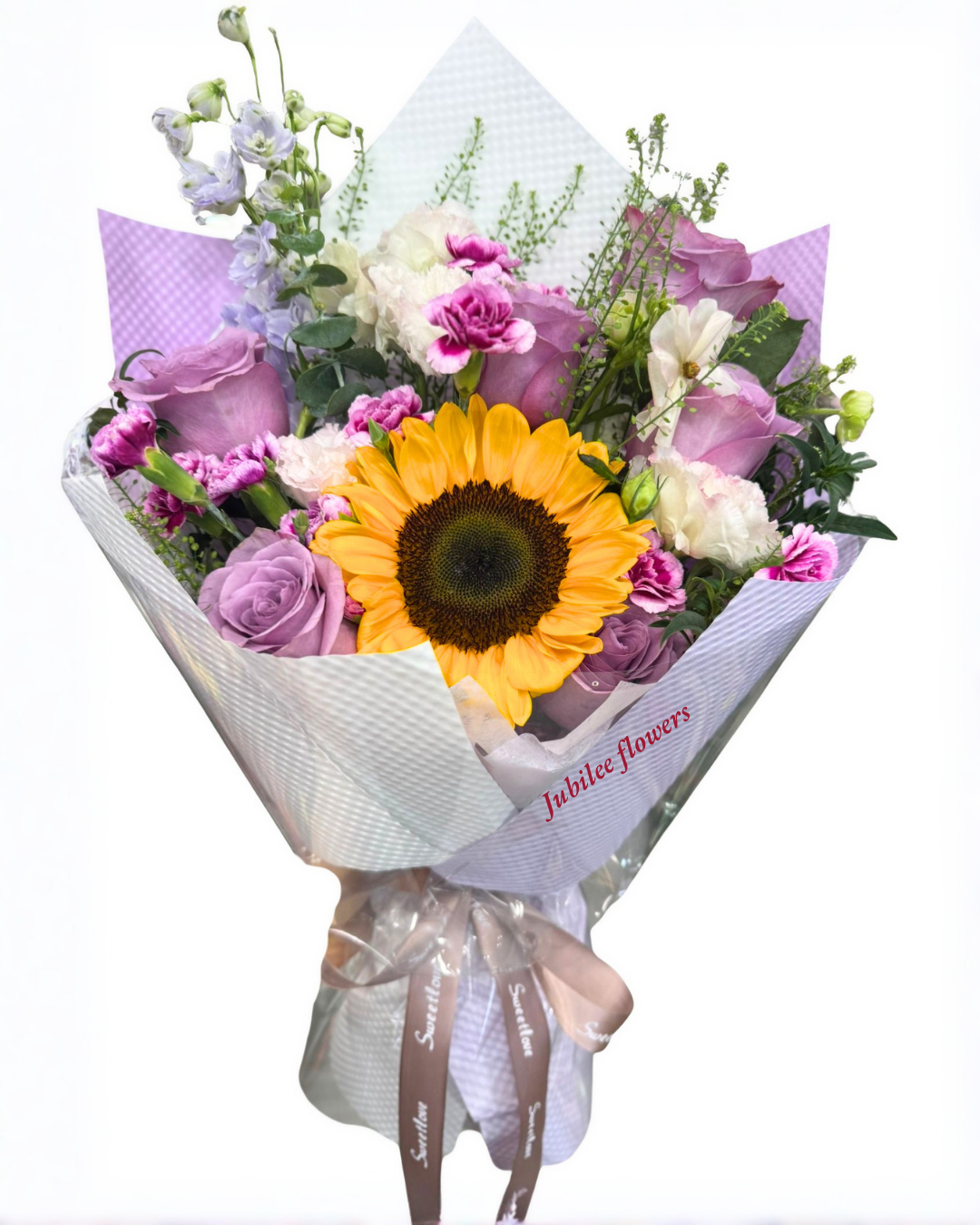 🌻向日葵 紫色玫瑰混合花束