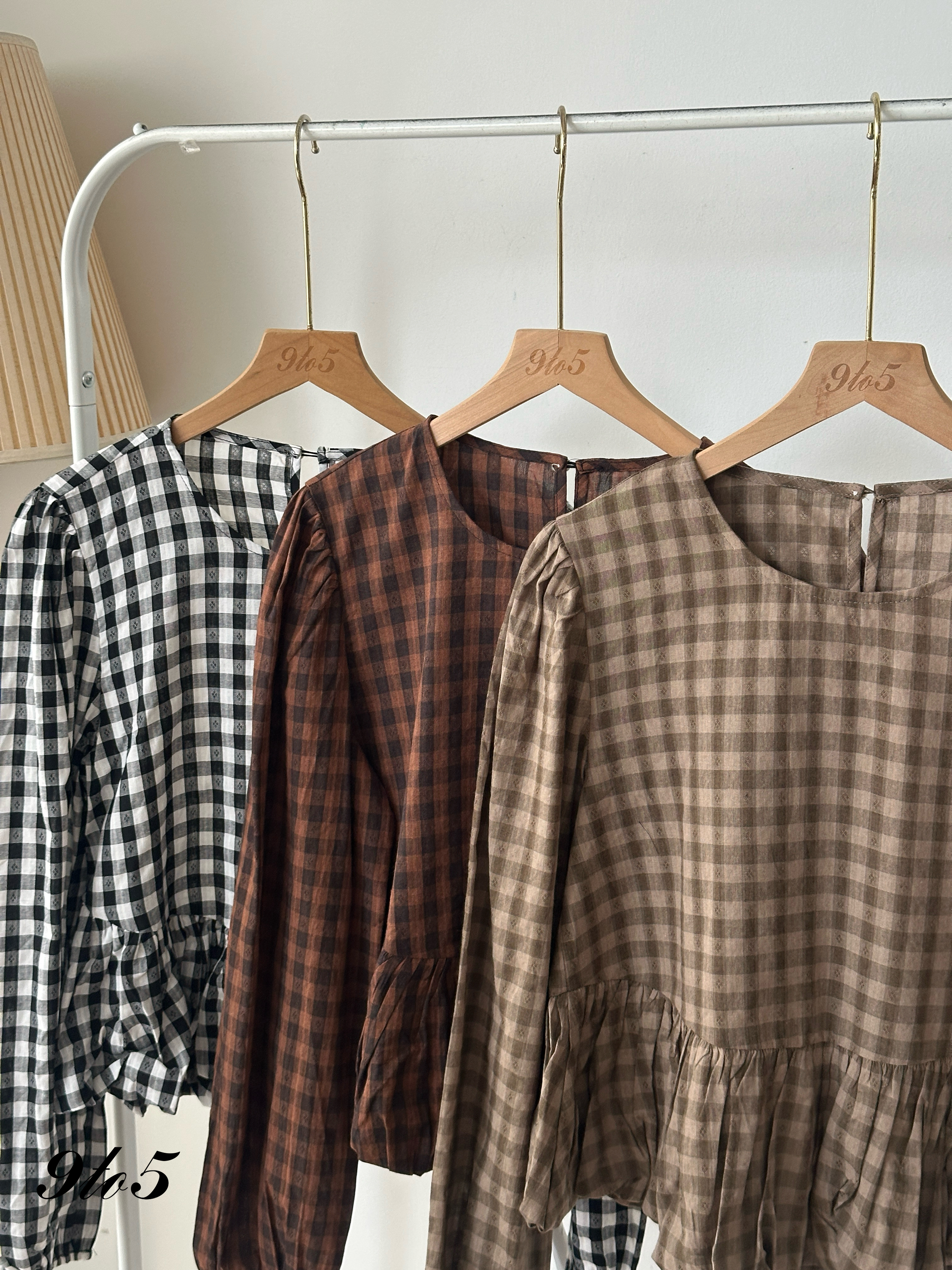 T4004 Checkered Peplum Top - 3 Colors