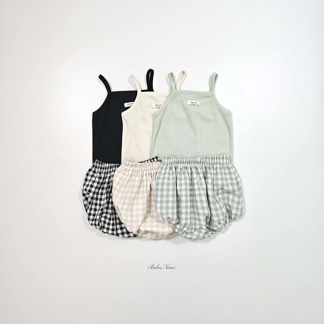 ☀️預訂 韓國直送☀️🇰🇷Bebenine三色標籤吊帶背心格紋上下套裝