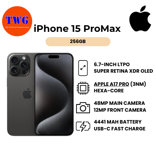 iphone 15 PRO MAX BLACK 256GB (2nd HAND ) 100% ORIGINAL MALAYSIA